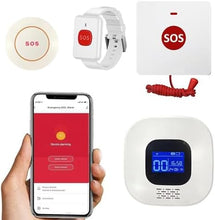 Load image into Gallery viewer, VOCA Smart WiFi Wireless SOS Pager, Call button &amp; watch, Panic button, Emergency, Alarm for Elderly Patient Disabled, 2.4G WiFi, 1 Receiver &amp; 1 Call button &amp; 1 SOS watch &amp; 1 Pull Call button
