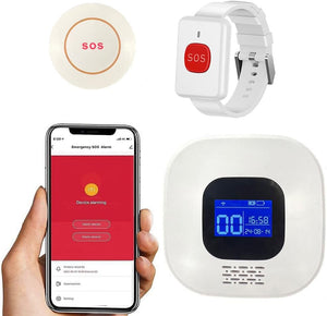 VOCA Smart WiFi Wireless SOS Pager, Call button Call watch, Panic button, Emergency, Calling Alarm for Elderly Seniors Patient Disabled, 2.4G WiFi, 1 Receiver & 1 Call button & 1 Waterproof SOS watch