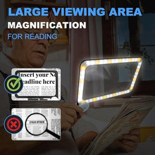 Load image into Gallery viewer, VOCA 5X Magnifying Glass with Light, Large Rectangle Reading Magnifier with 48 LEDs for Seniors with Macular Degeneration, Foldable design, Newspaper, Books, Small Print, for Low Visions
