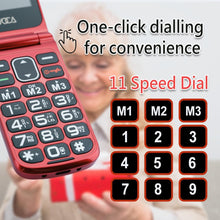 將圖片載入圖庫檢視器 VOCA Big Button Flip Phone for Seniors Elderly | Unlocked 4G LTE | Loud Volume | SOS Button | Speed Dial | Predictive Text | Charging Dock | V340 (Red)
