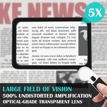 將圖片載入圖庫檢視器 VOCA 5X Magnifying Glass with Light, Large Rectangle Reading Magnifier with 48 LEDs for Seniors with Macular Degeneration, Foldable design, Newspaper, Books, Small Print, for Low Visions
